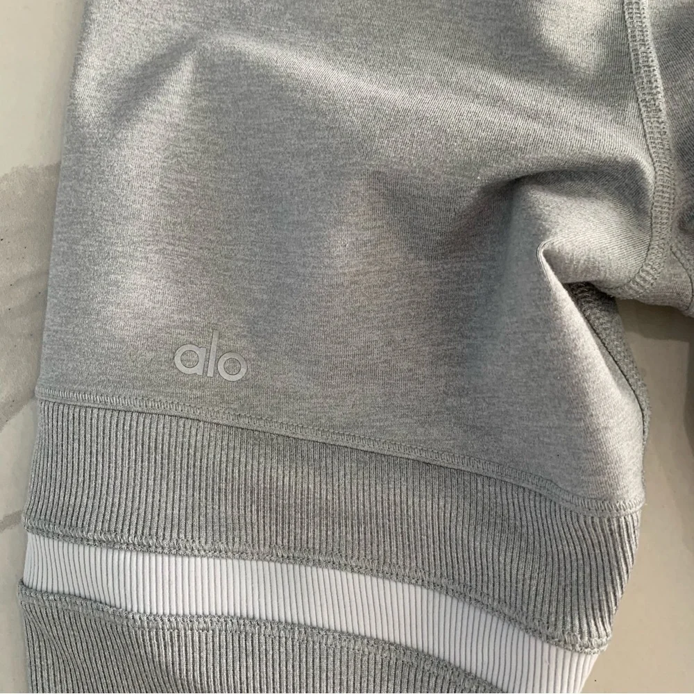 Alo Yago Womens High Waist Legit Leggings Gray Size XXS Ribbed Stripe Workout